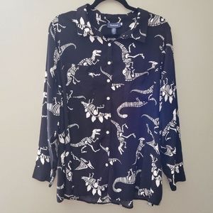 Modcloth Dinosaur Skeleton Button-up